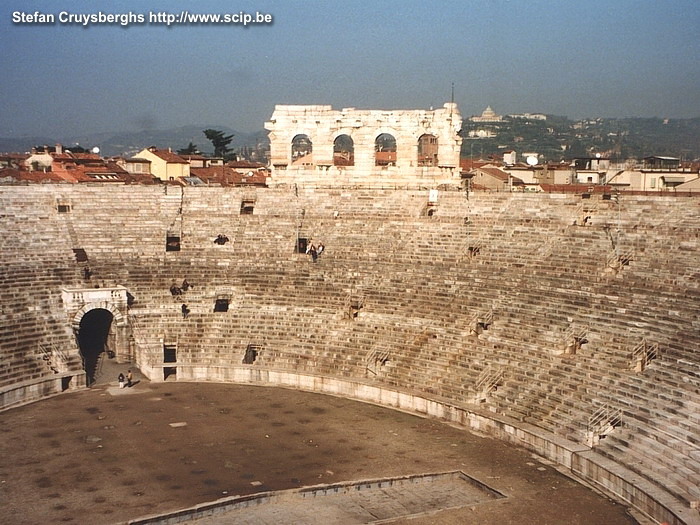 Verona - Amphitheatre The Arena Amphitheatre is build by the Romans in the 1st century AD. It  measures 74 by 44 metres and there are seats for 30 000 spectators. In the summer the arena is still used for theatre. Stefan Cruysberghs